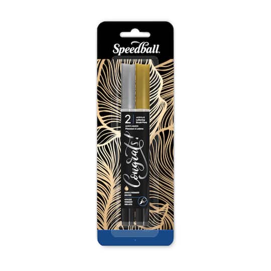 Speedball® Gold & Silver Acrylic Lettering Brush Pens Set
